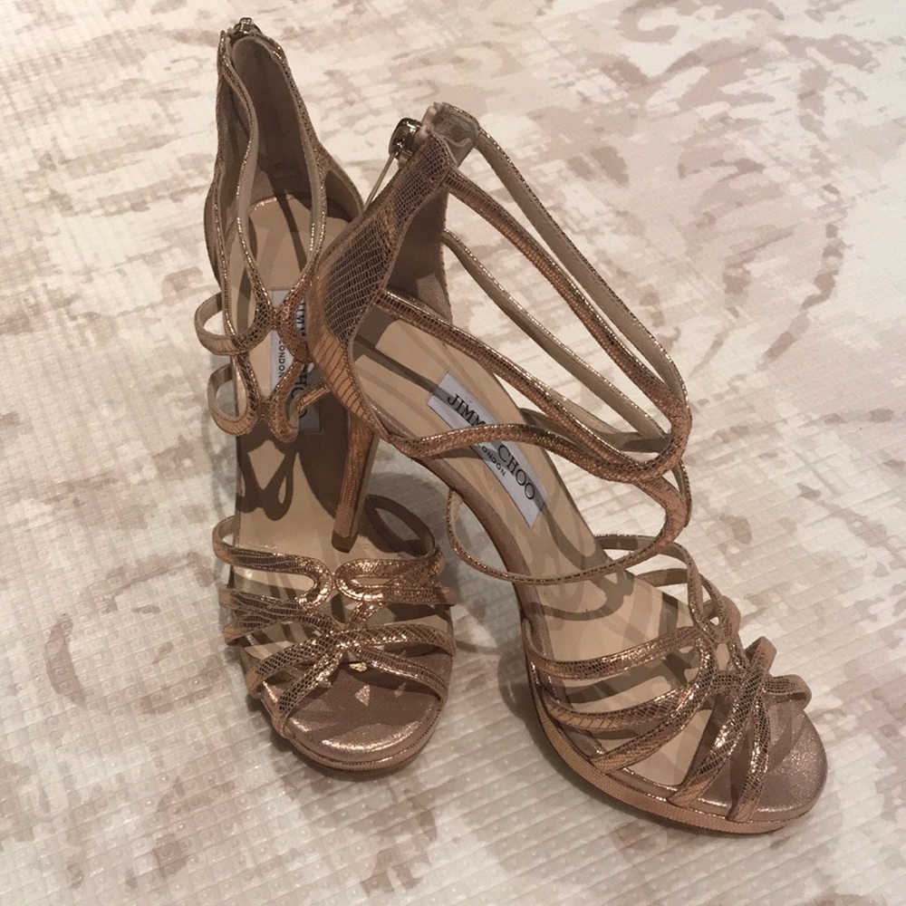 Jimmy Choo Metallic Lizard Print Leather Heels